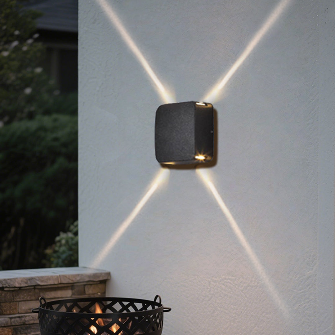 Luz de Parede LED Reire Square, Design Exterior em Alumínio com Viga Cruzada