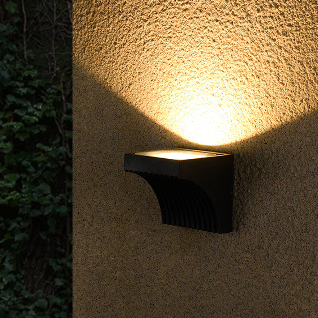 Luz de Parede Exterior em Vidro Industrial, Alumínio Preto Minimalista