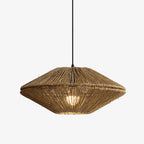 Against a plain white backdrop, this Clérachic pendant shows its pleated straw shade fanning out to a scalloped rim.