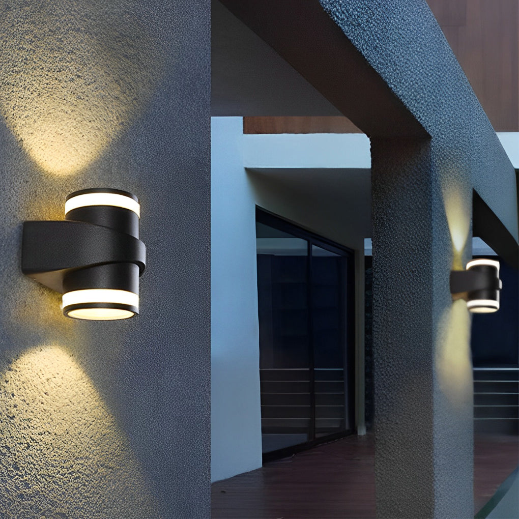 Rund udendørs vægvaske LED-lys i aluminium, sort finish