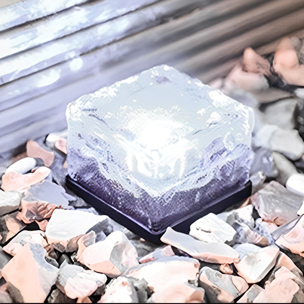 Maglene Solar Ice Cube Step Lights, Colorful Crystal-Glass Design
