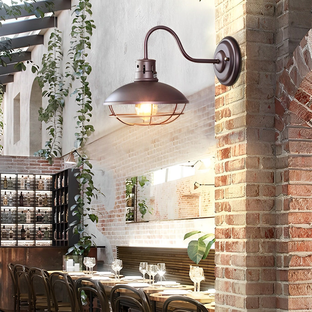Fan-Shaped Iron Outdoor Wall Light, Industrial LED Sconce