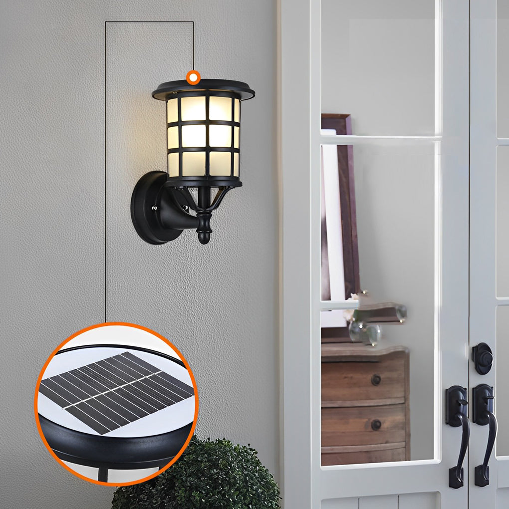 Outdoor Wall Sconce, Lancelot Round Aluminum With Solar LED