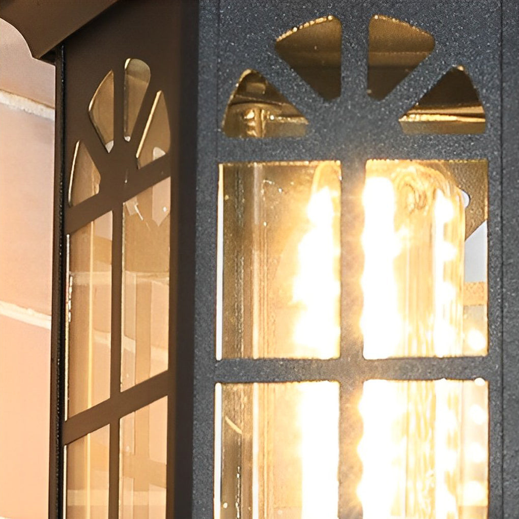 European-Style Outdoor Wall Lamp With Cast Aluminum Body And Glass Shade