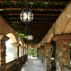 Adjustable Chain Outdoor Pendant Light With Heat-Resistant Glass Shade