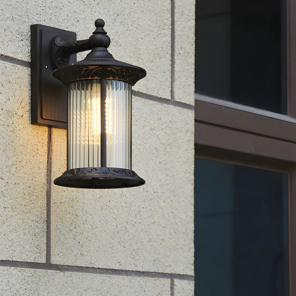 Silas Outdoor Wall Sconce, Coffee-Gold Aluminum, Frosted Glass Shade