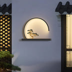 Luz de Parede Solar em Aço, Design Externo com Motivo de Pinheiro, Ada