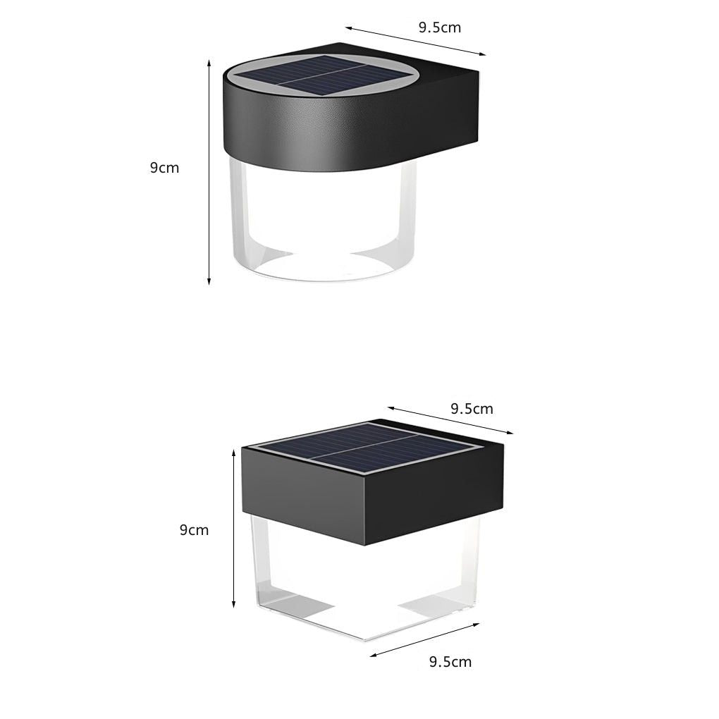 Square Solar Wall Light With Iron Frame, Minimalist LED Outdoor Sconce
