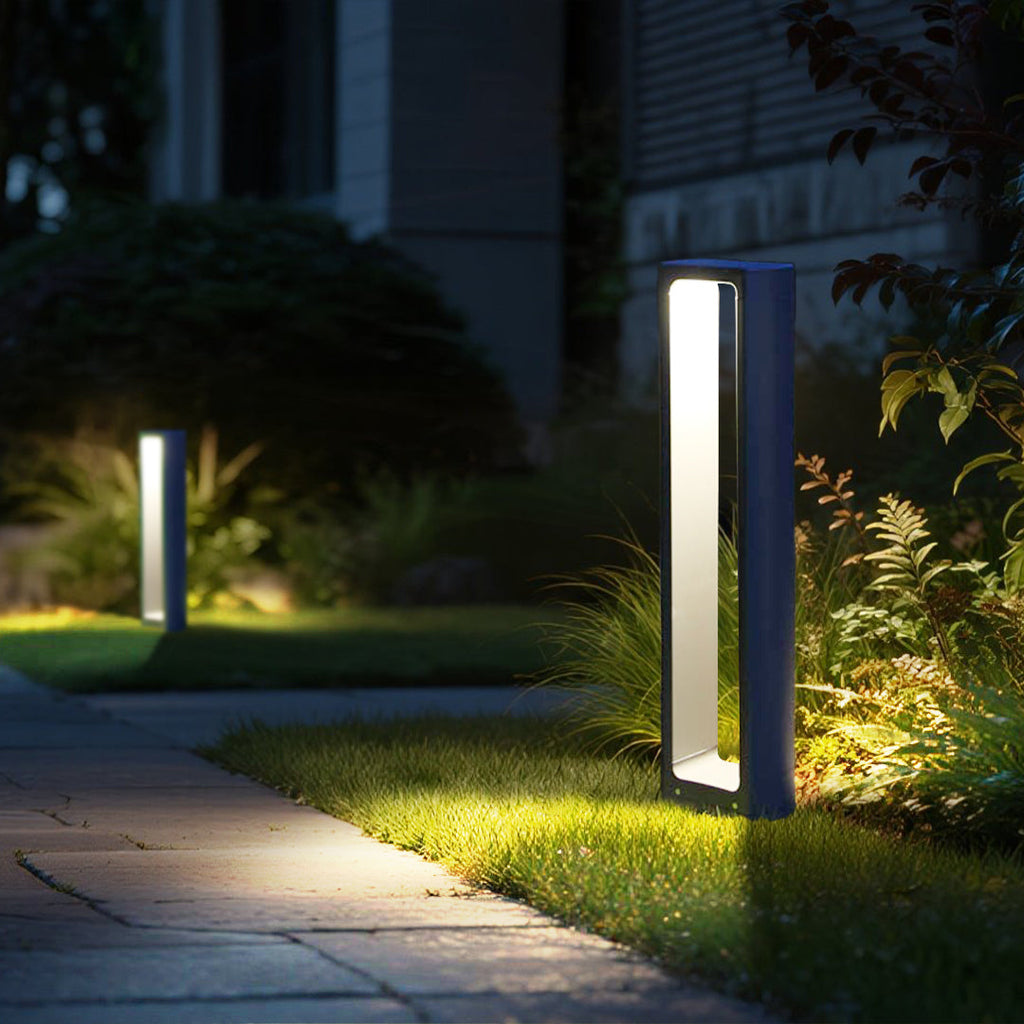 Luz de Baliza Exterior, Luz de Caminho LED Quadrada em Alumínio Cinza Areia