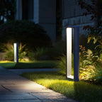 Luz de Baliza Exterior, Luz de Caminho LED Quadrada em Alumínio Cinza Areia