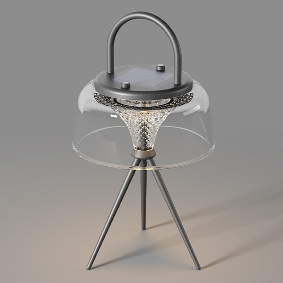 Solar Outdoor Pendant Light With Clear Acrylic Shade, Tri-Color LED