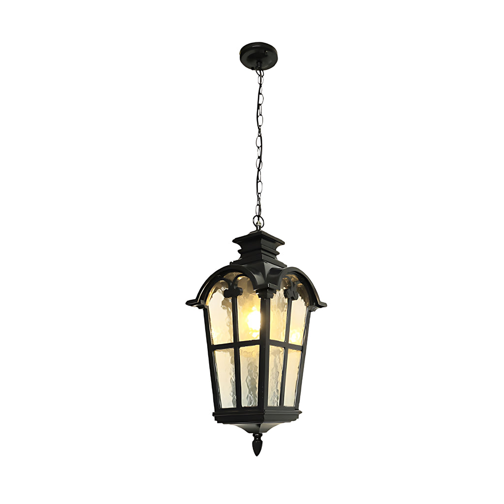 Cast Aluminum Porch Ceiling Light, Roman-Style Glass Shade