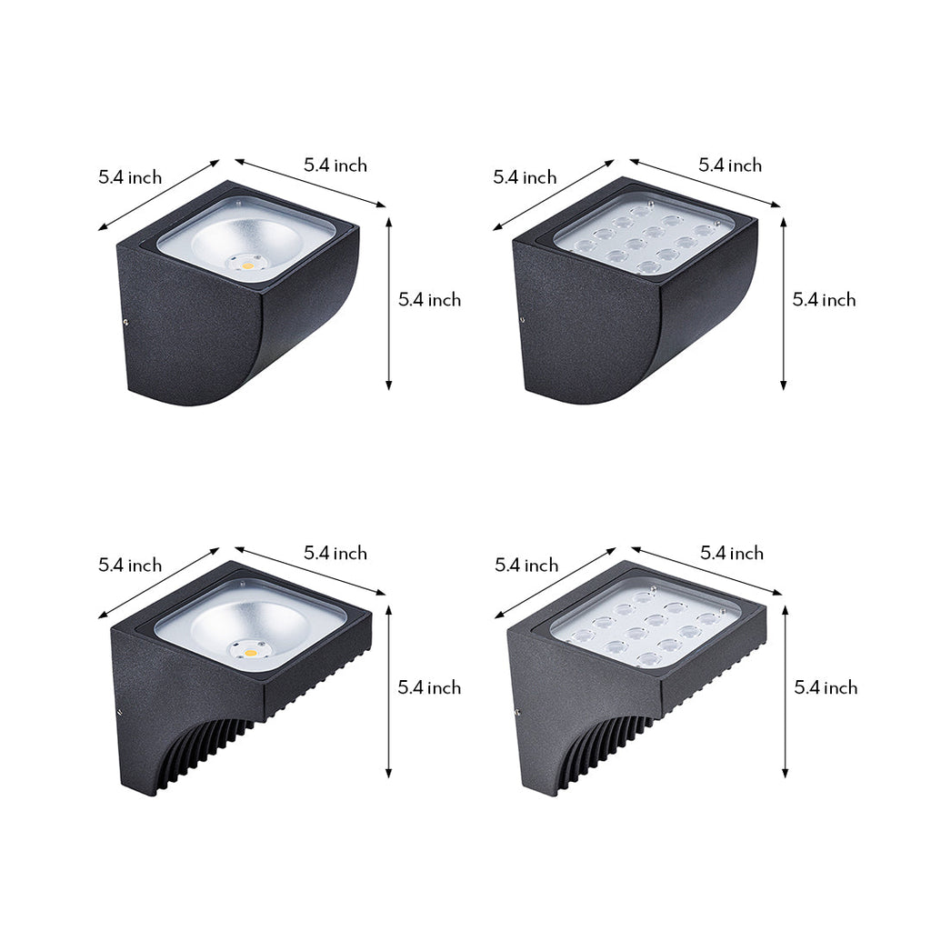 Luz de Parede Exterior em Vidro Industrial, Alumínio Preto Minimalista