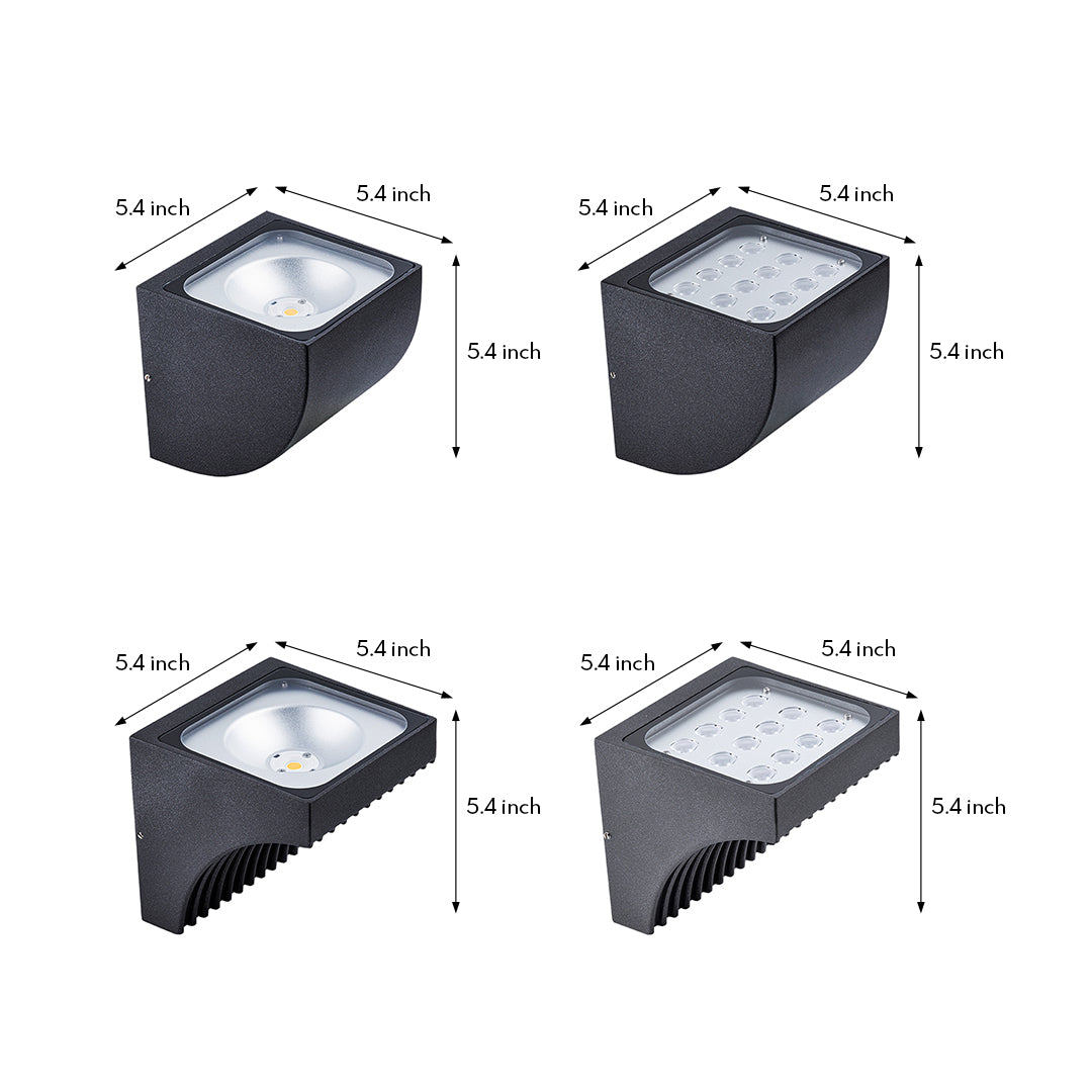Luz de Parede Exterior em Vidro Industrial, Alumínio Preto Minimalista