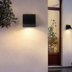 Luz de Parede Exterior em Vidro Industrial, Alumínio Preto Minimalista