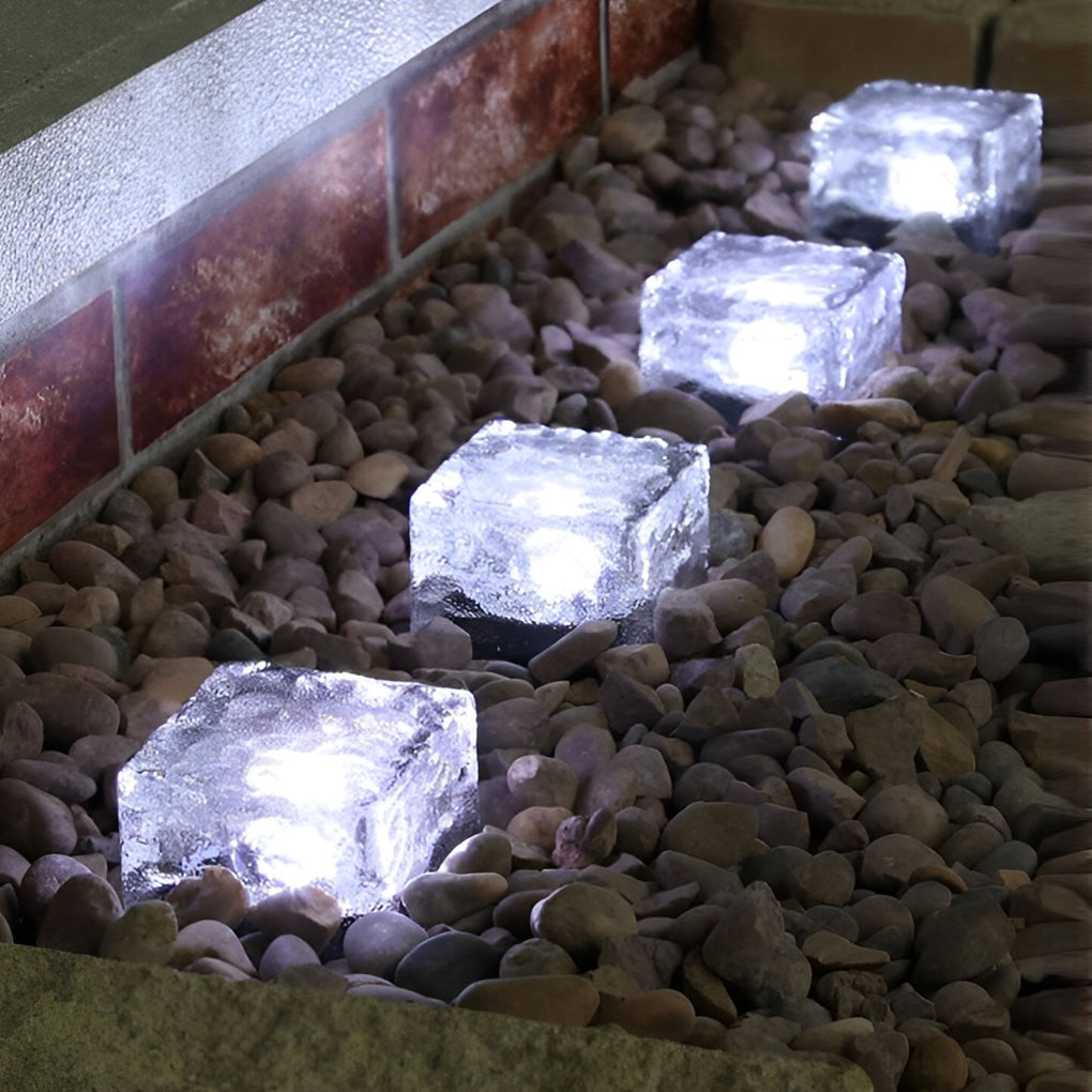 Maglene Solar Ice Cube Step Lights, Colorful Crystal-Glass Design