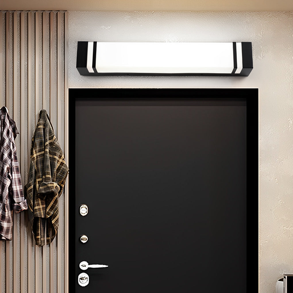 Rektangulært moderne LED udendørs væglampe, Serene stål og akryl væglampe