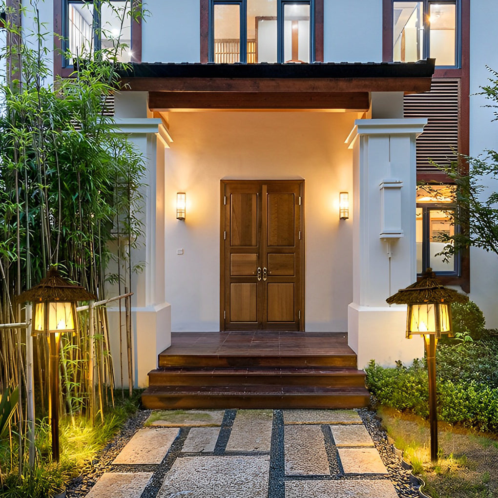Wyne Branch-Pattern Bamboo-Style Outdoor Lantern Light