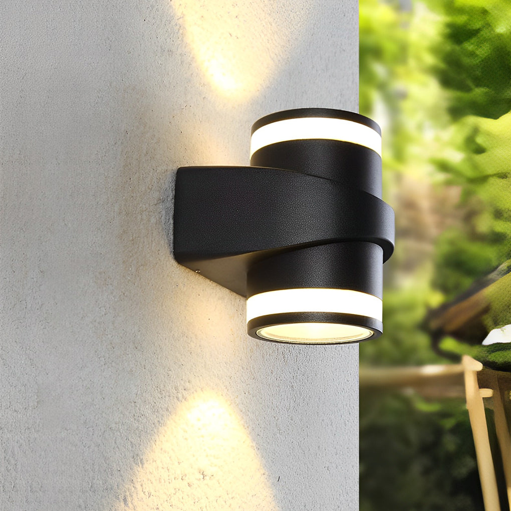 Rund udendørs vægvaske LED-lys i aluminium, sort finish