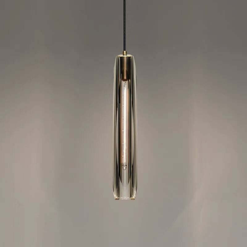 Candeeiro de Teto Pequeno com Pendente de Vidro e Estrutura em Latão, Pronto para LED