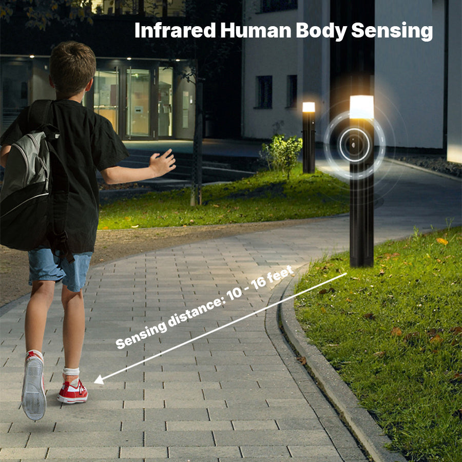 Solar LED Bollard Light With Motion Sensor, 3-Step Warm White