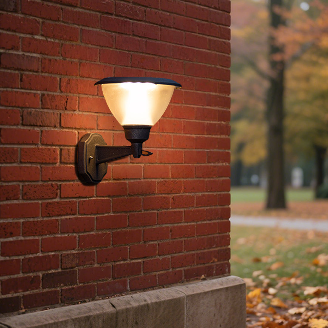 Aluminum Outdoor Wall Sconce With Cone Shade, Briana Minimalist Light
