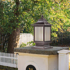 Die-Cast Aluminum Pillar Light, Lantern Shade With 3-Step LED
