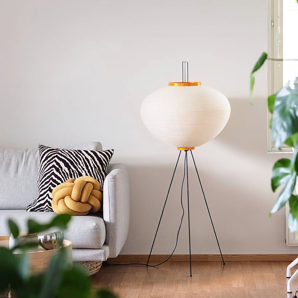 Floor Lamp, Akari Rice Paper Shade, E26/E27, Plug-In, Sculptural