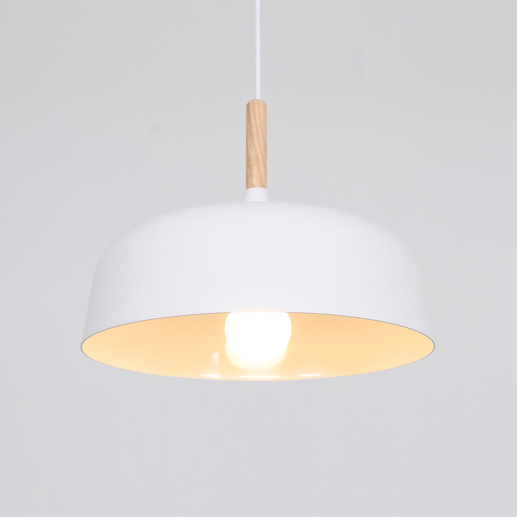 Acorn Pendant Light, Zinc Alloy Shade, Solid Oak Base, E27