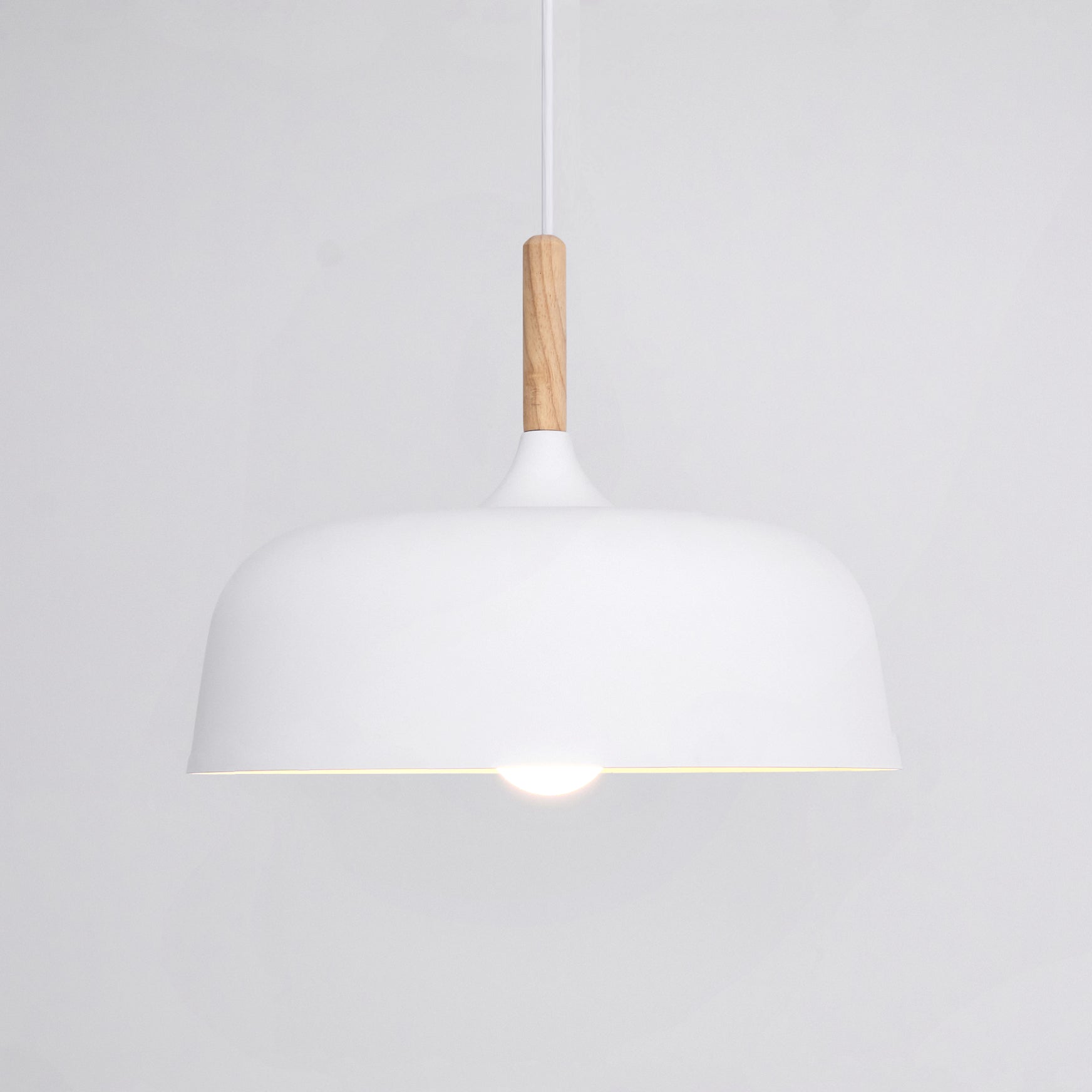 Acorn Pendant Light, Zinc Alloy Shade, Solid Oak Base, E27