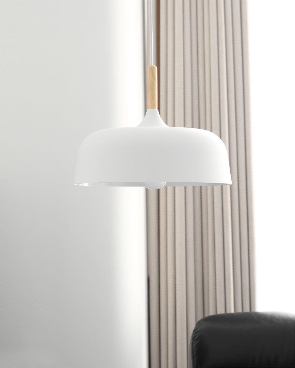 Acorn Pendant Light, Zinc Alloy Shade, Solid Oak Base, E27