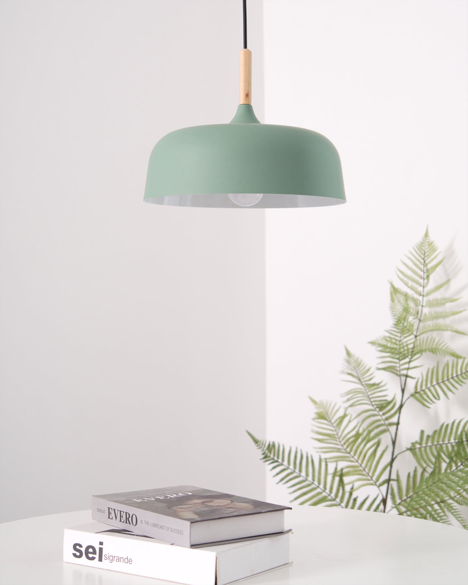 Acorn Pendant Light, Zinc Alloy Shade, Solid Oak Base, E27
