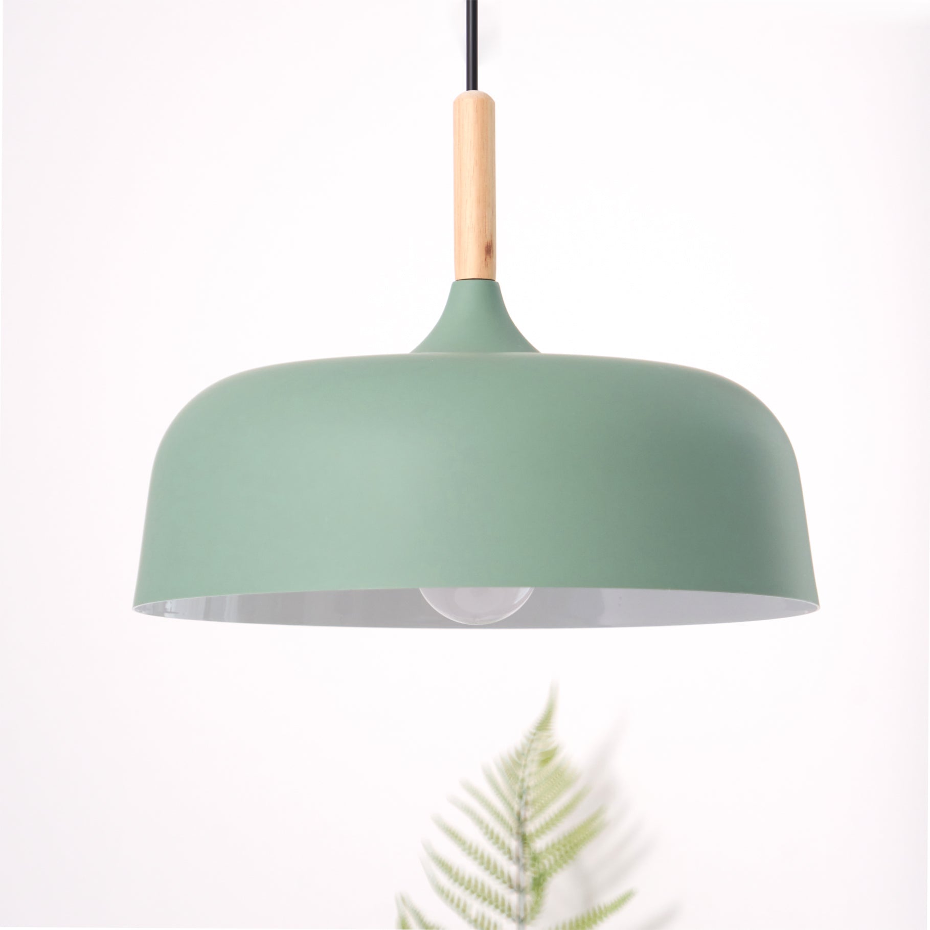 Acorn Pendant Light, Zinc Alloy Shade, Solid Oak Base, E27