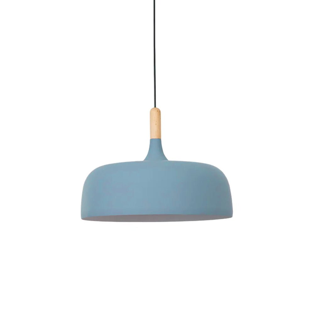 Acorn pendant light side profile against a neutral wall