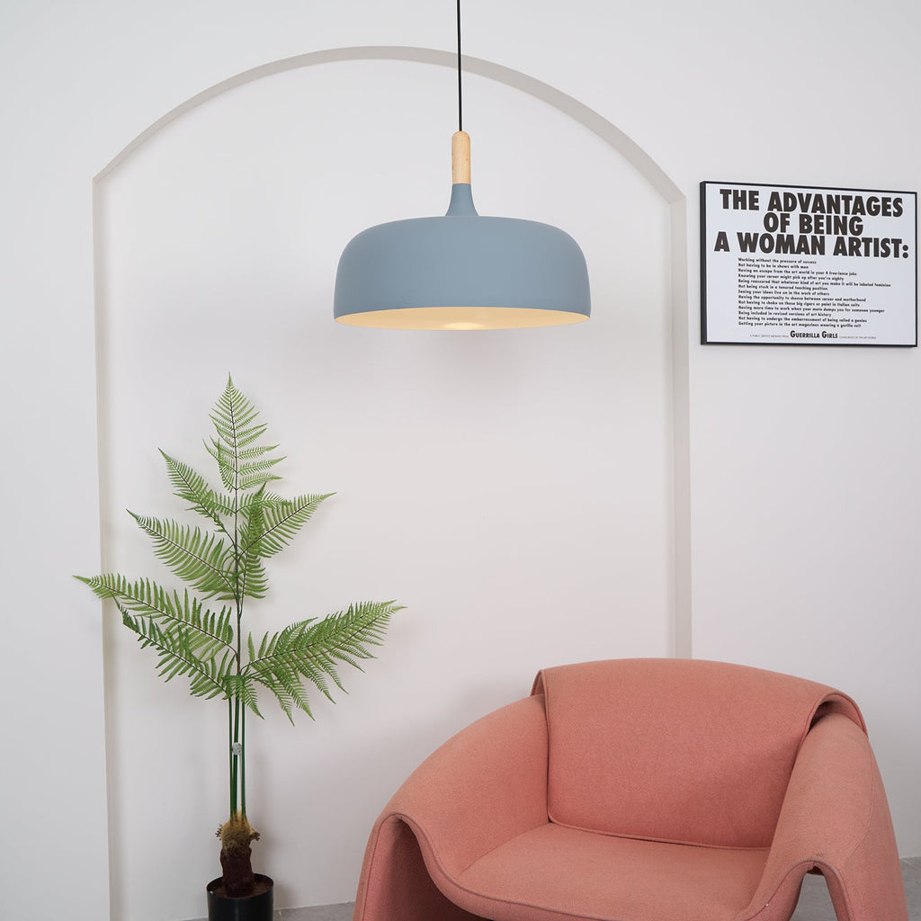 Acorn Pendant Light, Zinc Alloy Shade, Solid Oak Base, E27