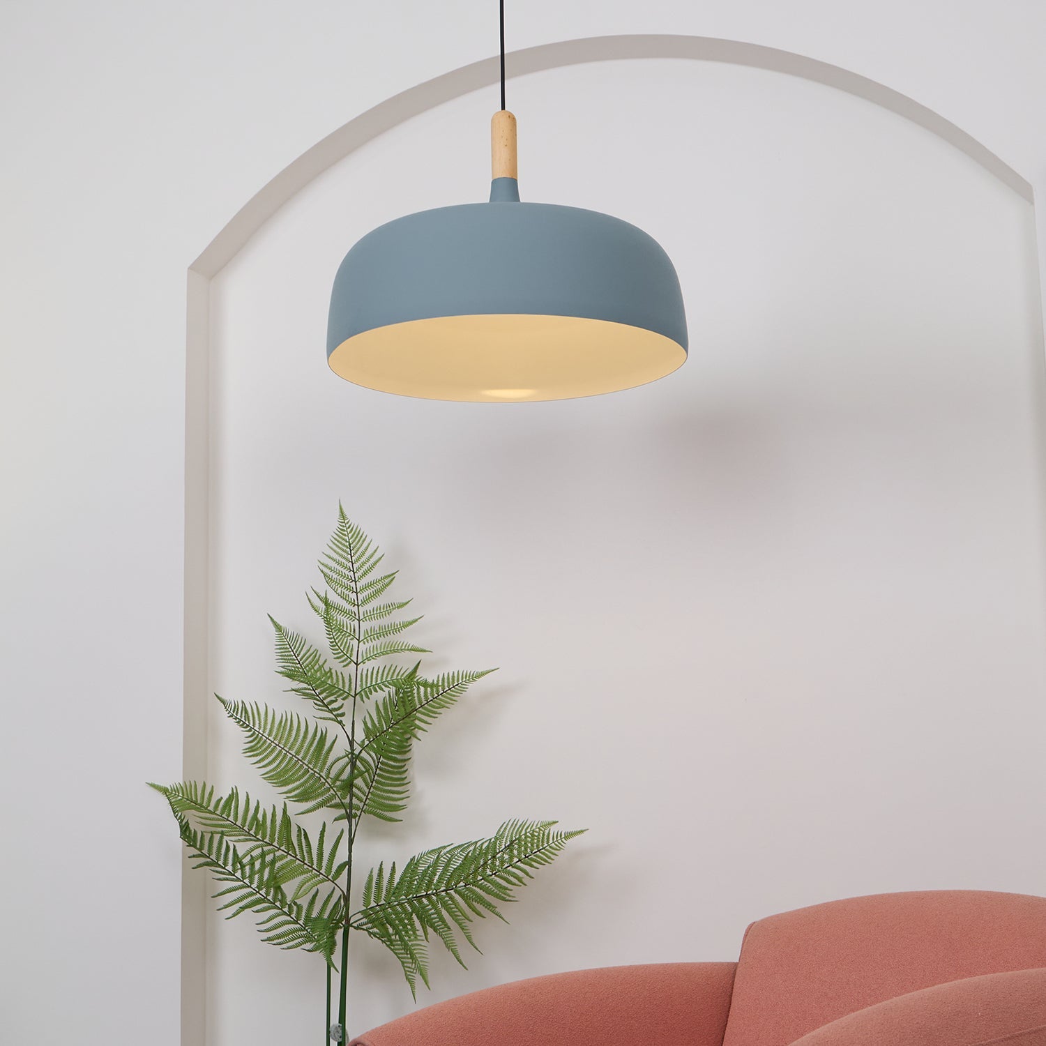 Acorn Pendant Light, Zinc Alloy Shade, Solid Oak Base, E27