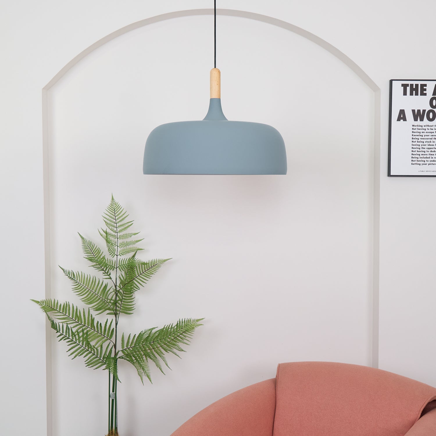 Acorn Pendant Light, Zinc Alloy Shade, Solid Oak Base, E27