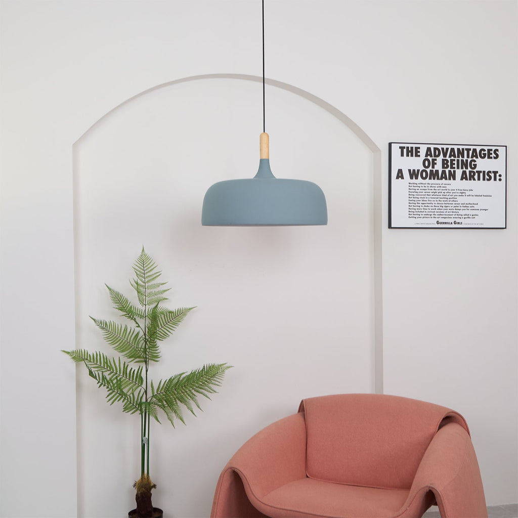 Acorn Pendant Light, Zinc Alloy Shade, Solid Oak Base, E27