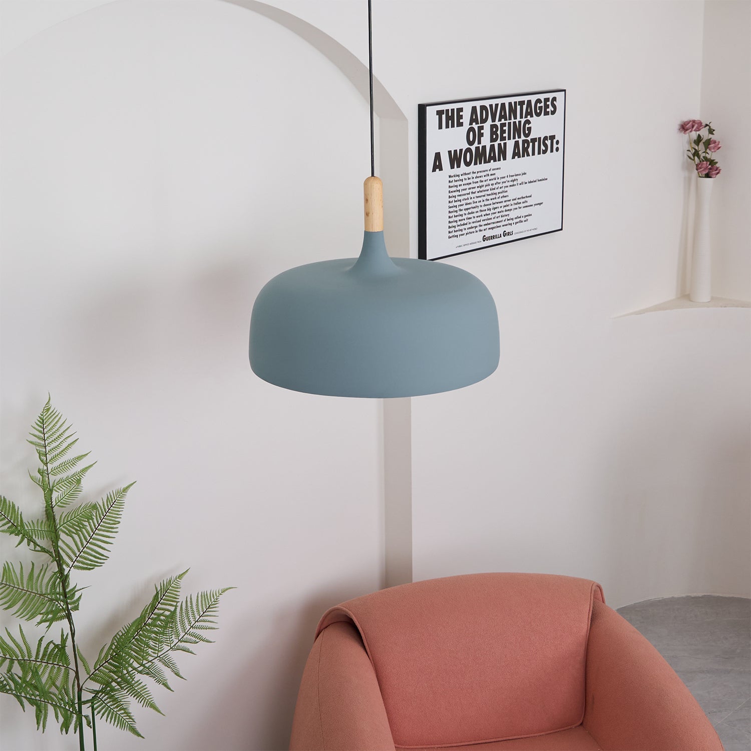 Acorn Pendant Light, Zinc Alloy Shade, Solid Oak Base, E27
