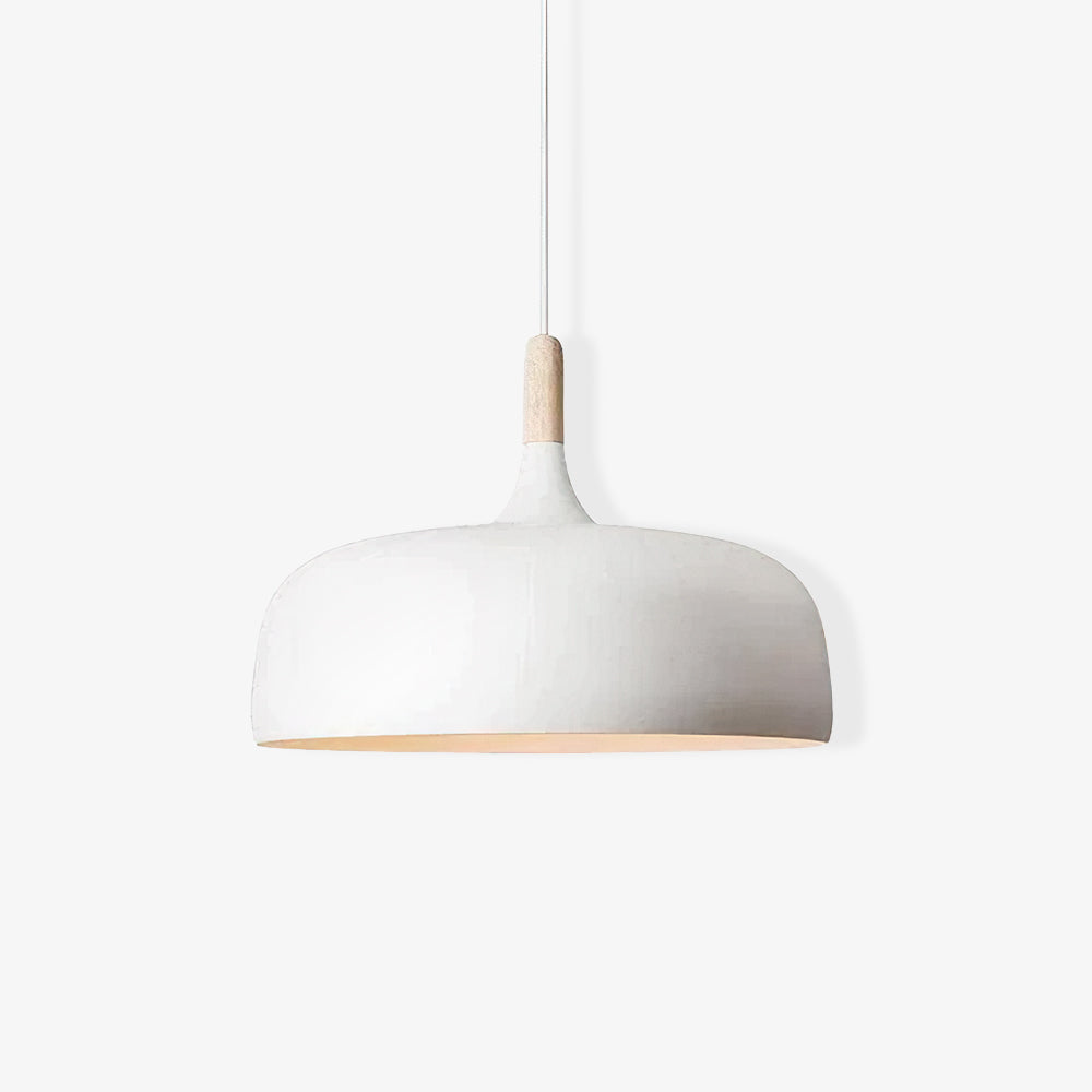 Acorn pendant light with solid oak base and zinc shade