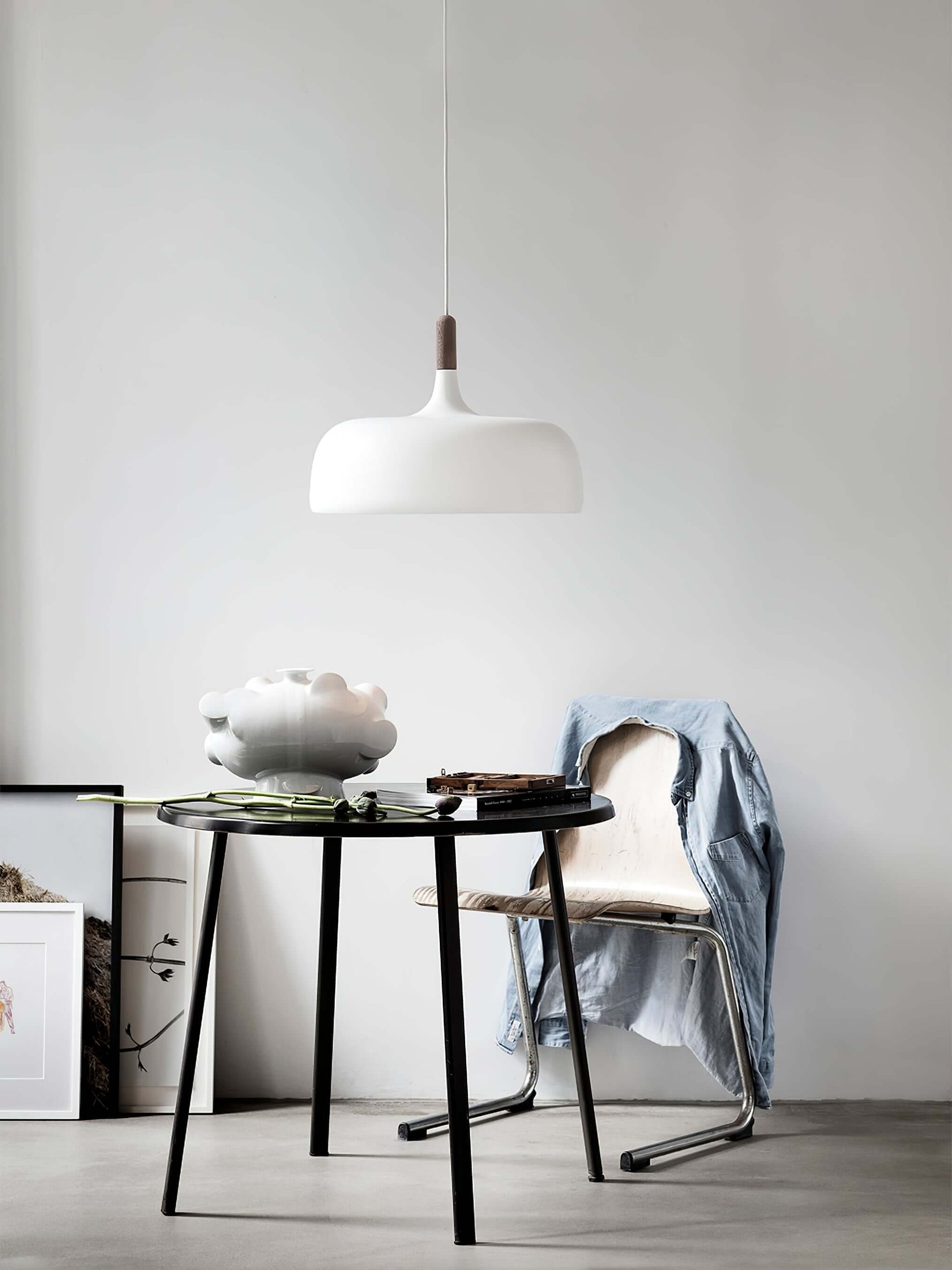 Acorn Pendant Light, Zinc Alloy Shade, Solid Oak Base, E27