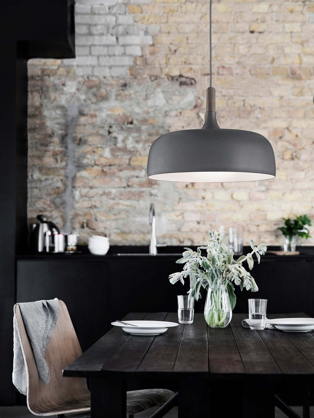 Acorn Pendant Light, Zinc Alloy Shade, Solid Oak Base, E27
