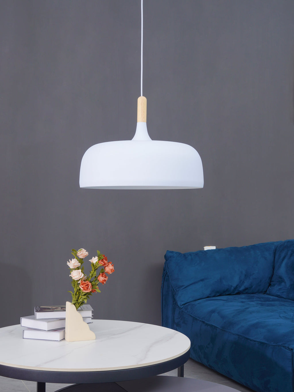 Acorn Pendant Light, Zinc Alloy Shade, Solid Oak Base, E27
