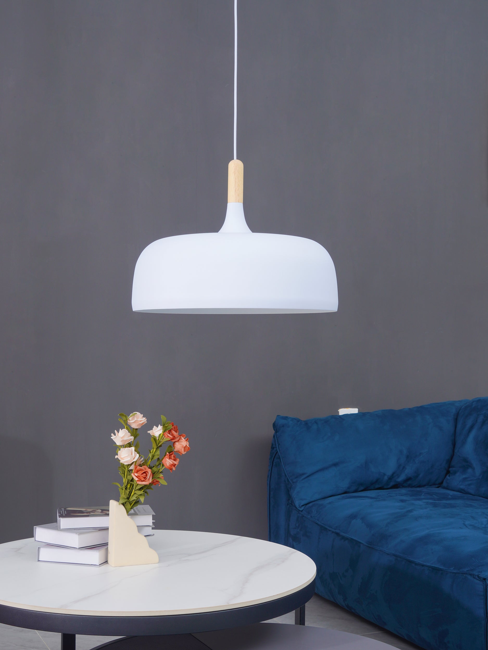 Acorn Pendant Light, Zinc Alloy Shade, Solid Oak Base, E27