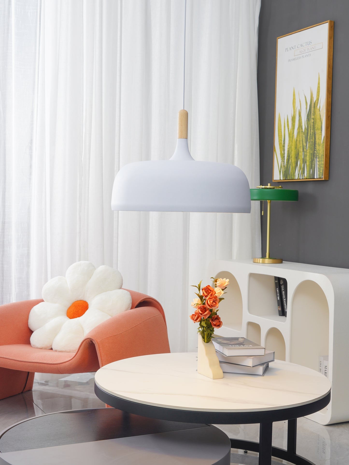 Acorn Pendant Light, Zinc Alloy Shade, Solid Oak Base, E27