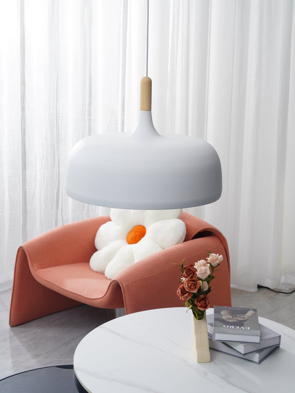 Acorn Pendant Light, Zinc Alloy Shade, Solid Oak Base, E27
