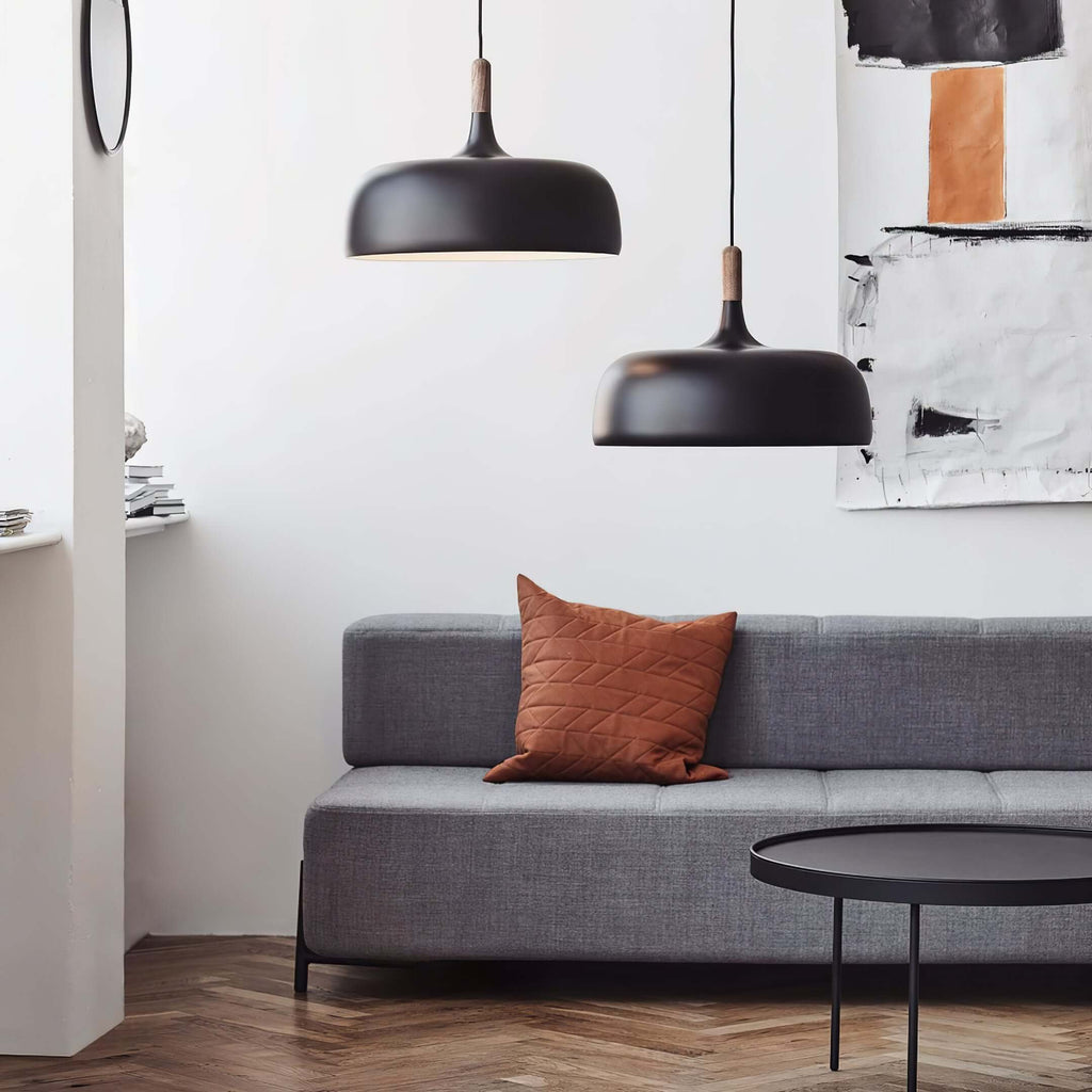 Acorn Pendant Light, Zinc Alloy Shade, Solid Oak Base, E27