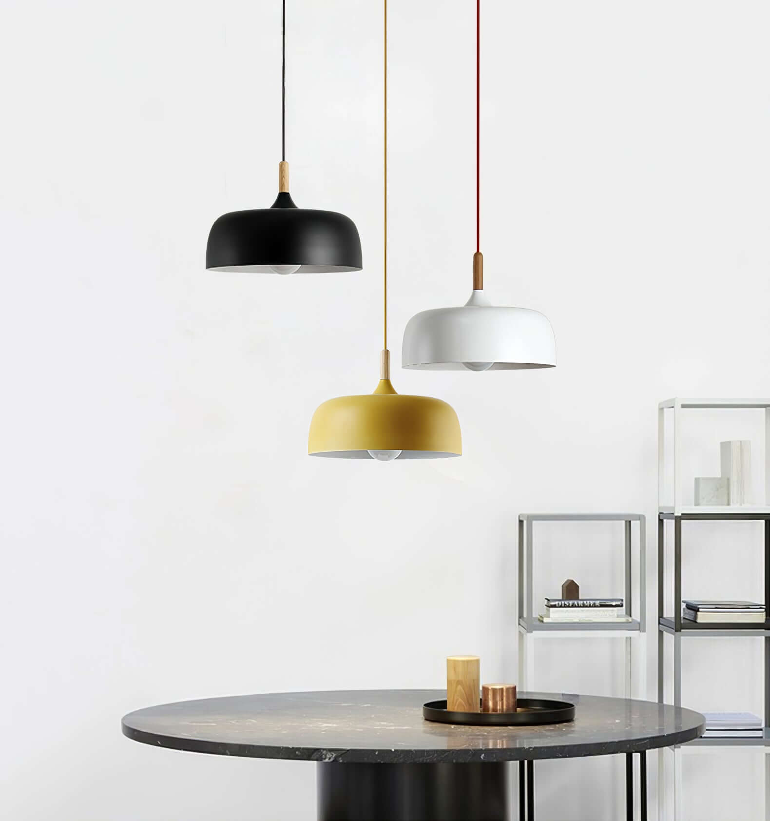 Acorn pendant light styled over a breakfast nook