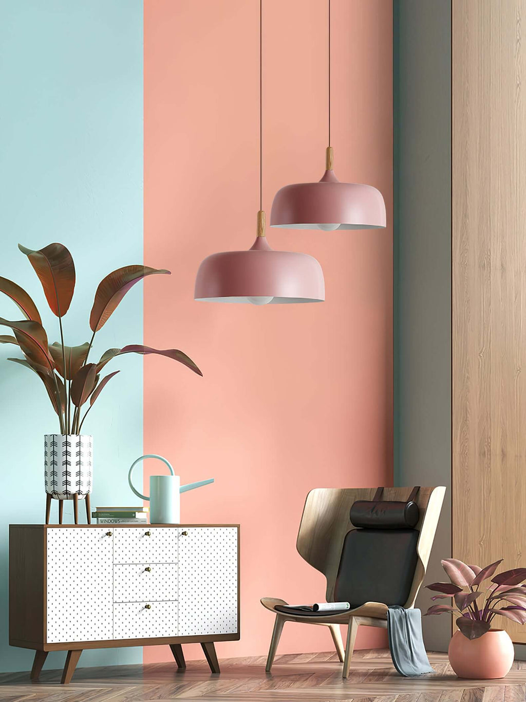 Acorn Pendant Light, Zinc Alloy Shade, Solid Oak Base, E27