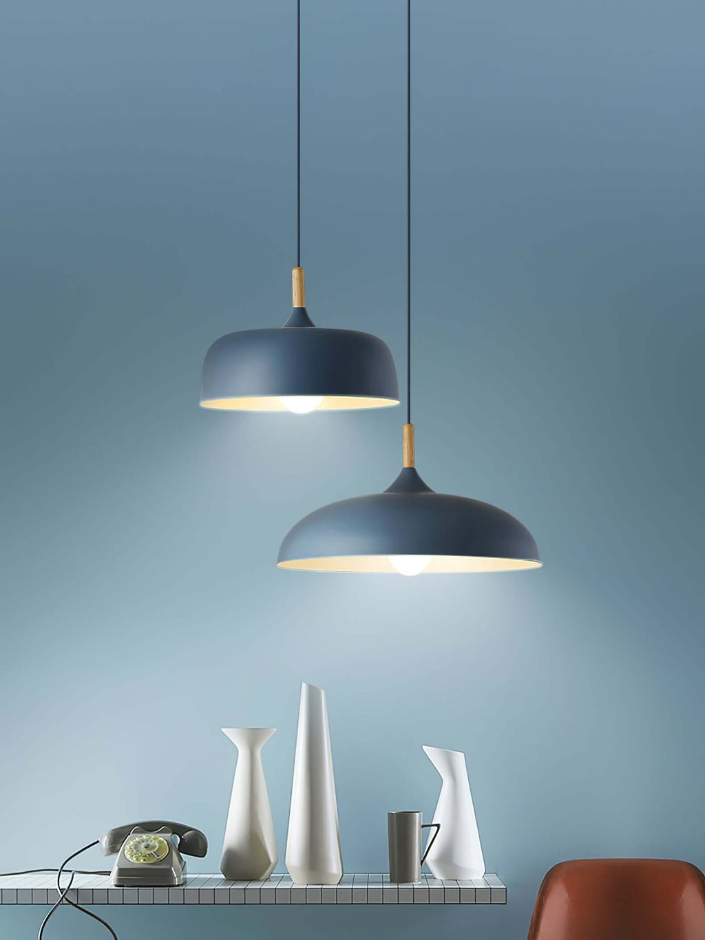 Acorn Pendant Light, Zinc Alloy Shade, Solid Oak Base, E27